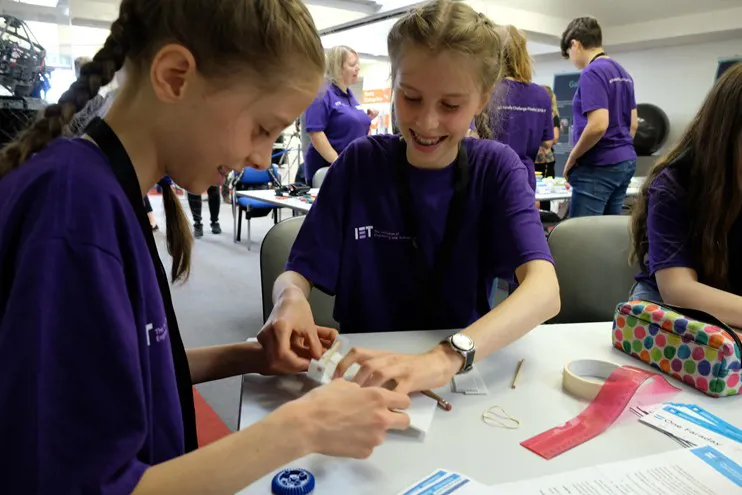 Two young girls at the IET Faraday Challenge